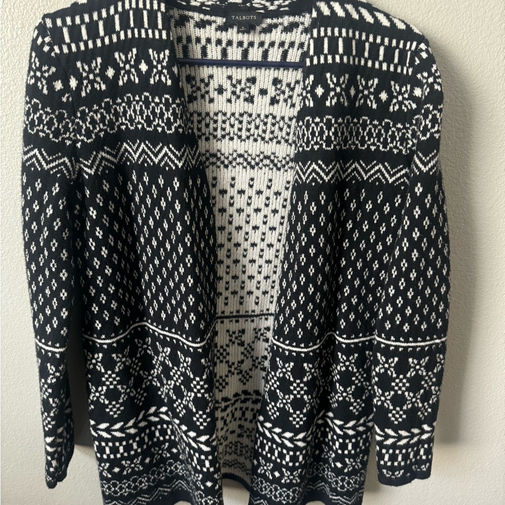 Talbots Black and White Patterned Women's Sweater